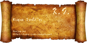 Kupa Iván névjegykártya