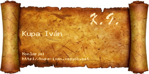 Kupa Iván névjegykártya